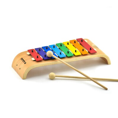 PlanToys – Xylophone Ovale En Bois – 5 Lames Colorées, Maillet Inclus, Poignée Ergonomique – Instrument Musical éducatif Dès 1 An, Fabriqué En Thaïlande