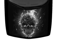 Ghost Fire Fiery Skull Face Black Eyes Vinyl Decal Graphic Hood Wrap Truck Car