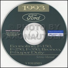 1993 Ford Furgone Negozio Manuale CD Econoline E150 E250 E350 Club Wagon Camper