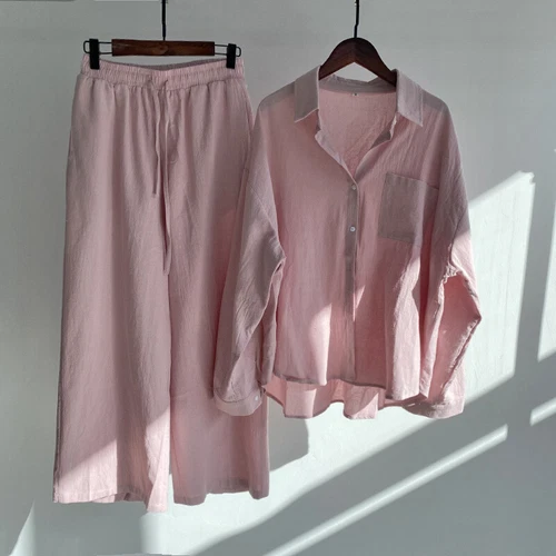 Women 2Pcs Cotton Linen Summer Blouse T Shirt Loose Pants Loungewear Outfit Set - Picture 19 of 40