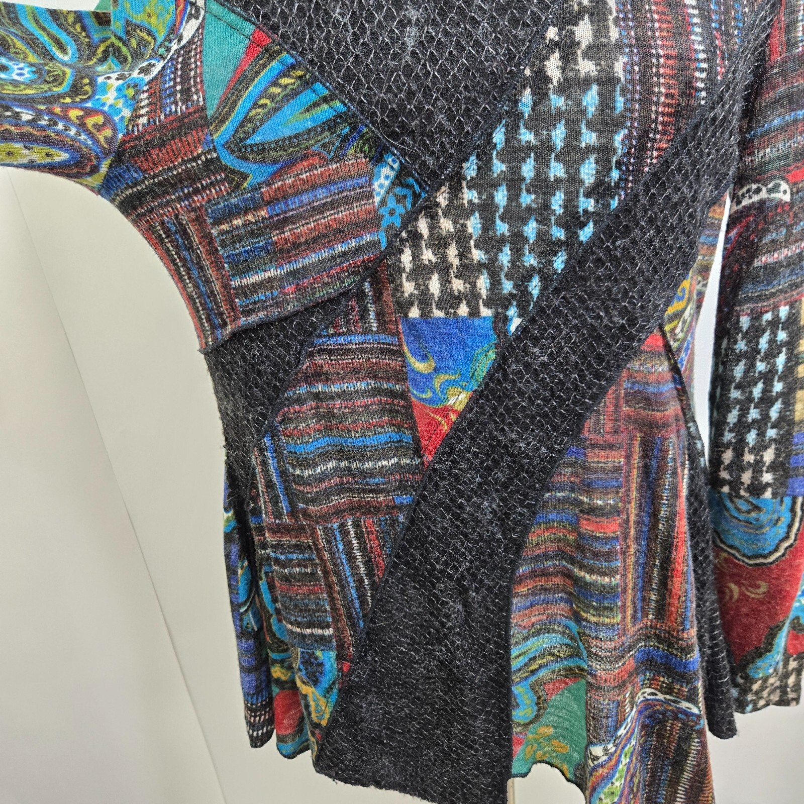 Vintage Concept Top L Patchwork Pattern Black Kni… - image 6