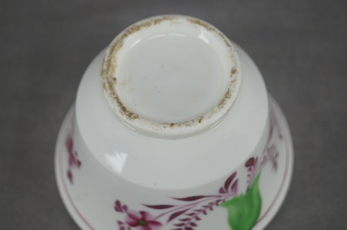 British Hand Enamelled Pink & Green Floral Pink Luster Soft Paste Tea Bowl - Picture 8 of 8