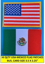 AMERICAN FLAG & MEXICAN FLAG EMBROIDERED PATCH IRON-ON SEW-ON MEXICO  (3½ x 2¼”)