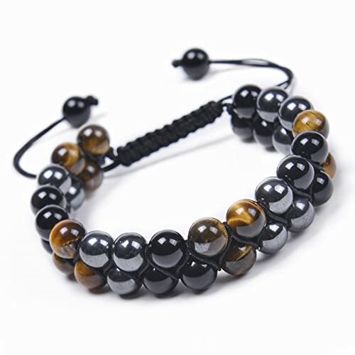 Men Triple Protection Bracelet Blue Evil Eye Natural Tiger's Eye Stone Bracelet - Picture 15 of 114