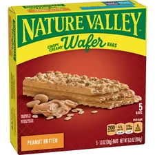 Nature Valley Peanut Butter Wafer Bars 6.5oz Pack of 5 Crispy Snack Bars