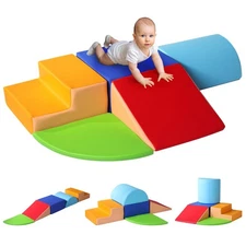 5-Piece Soft Foam Baby Climbing Blocks, PU Leather Climbing Toys for Toddlers...