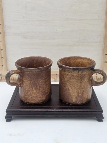 Vintage 1412 McCoy USA Brown Mesa Coffee Mug Set of 2