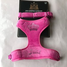 Juicy Couture Harness and Leash Set Mesh Liner Velour Pink Large