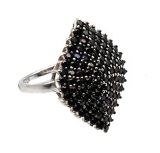 Black Spinel 925 Sterling Silver Ring Size 5 by Fuzion Creations International