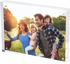 SimbaLux® Acrylic Magnetic Photo Frame 8” x 10” Free Standing with UV Protection
