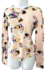 Vintage Y2K 2000s Harajuku Lovers Graphic Print Waffle Top L Large 