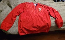 Majestic Philadelphia Phillies Warmup Red MLB Jacket Size M