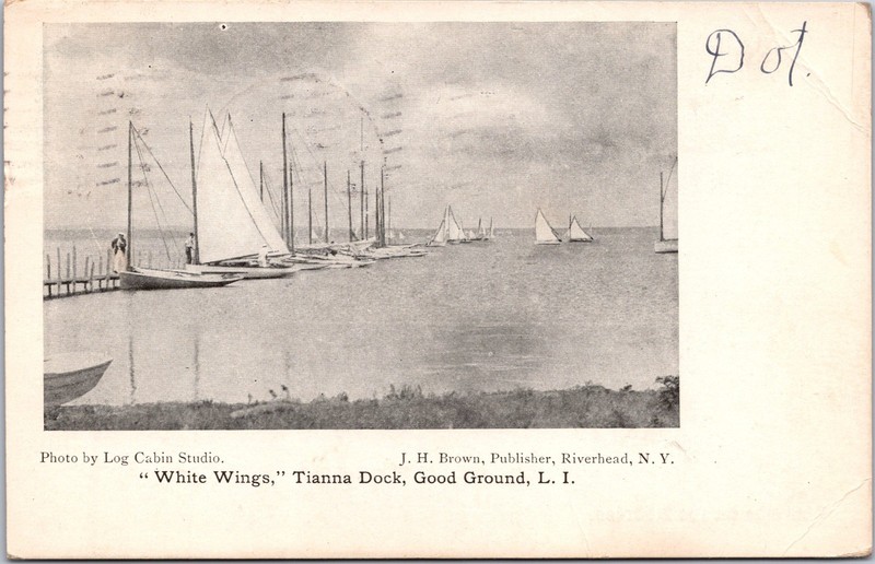 PC6668 NY New York LI Long Island Good Ground Tianna Dock White Wings Postcard