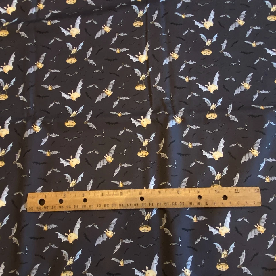 BTY Halloween Parade Bats Fabric Gray Cotton Clothworks - Image 2 of 4