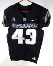 2019 Utah State Aggies #43 Game Used Black Jersey Out Name Plate Remove M 996