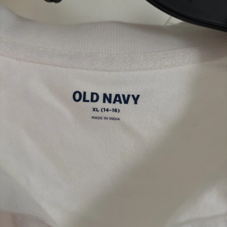 Polo de manga corta azul marino viejo para niños blanco algodón XL 14-16 - Envío gratuito Foto 4 de 4