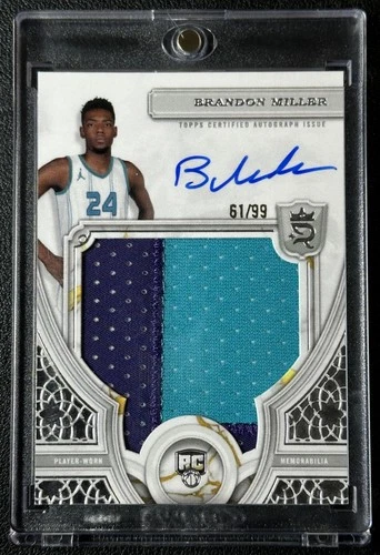 BRANDON MILLER 2023-24 TOPPS ROYALTY COLL #104 ROOKIE JERSEY PATCH AUTO RC 61/99