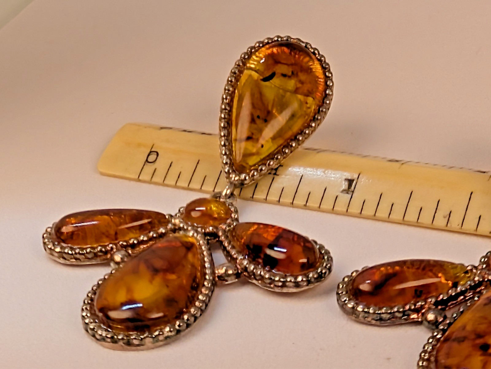 Silver Amber Earrings - image 3