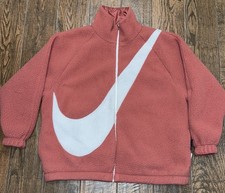 Nike Sportswear Womens Sherpa Swoosh Logo Reversible Jacket Coat Size. Medium