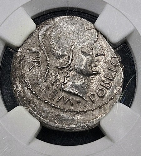 Roman Imperatorial Pompey Jr. AR Denarius 46-45BC | NGC AU - Imagen 3 de 4