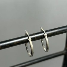 Vintage Silver Hoop Earrings 3/4"D Unsigned Tested Patina