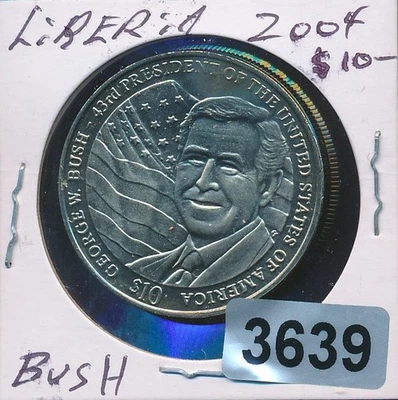 LIBERIA 2004 - GEORGE BUSH INAUGURAL - $10.00 PROOF - #3639 - Image 1 of 2