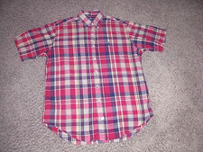 Vintage 90's POLO Ralph Lauren Hand Woven MADRAS short sleeve button shirt L