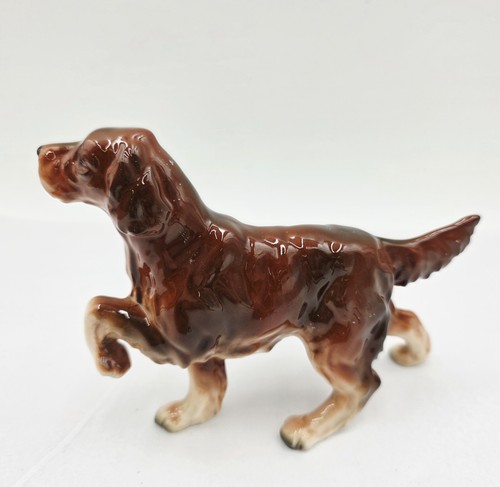 Vintage Porcelain Irish Setter Figurine Dog Statue Made In JAPAN brown