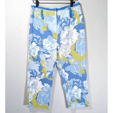 Vintage Carlisle Blue and Green Floral Print Trousers Pants