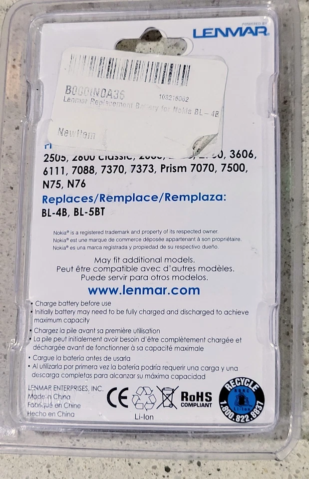 🔋Batería de repuesto LENMAR para Nokia/CLKBL4B/reemplaza BL-4B, BL-5BT 👈DP 👈 Foto 4 de 4