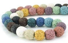BEADNOVA 12mm Color Lava Beads Natural Crystal Stone Gemstone Round Loose Energy