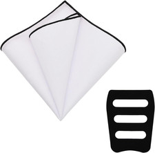White Pocket Squares for Men, Mens Linen Cotton 1 Pcs - Black