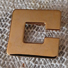 Gold Tone Metal Letter C Brooch Pin, Letters Numbers  Words Theme, No Stone