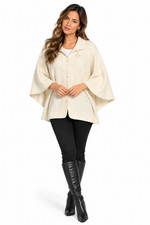 ANDEAN ALPACA BABY ALPACA HANDMADE WOMEN LIGHT BEIGE SHAWL CAPE M