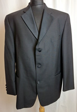 Vintage Canada C&A Tuxedo Blazer Jacket Wool Blend Formal Black 44S Large A4038