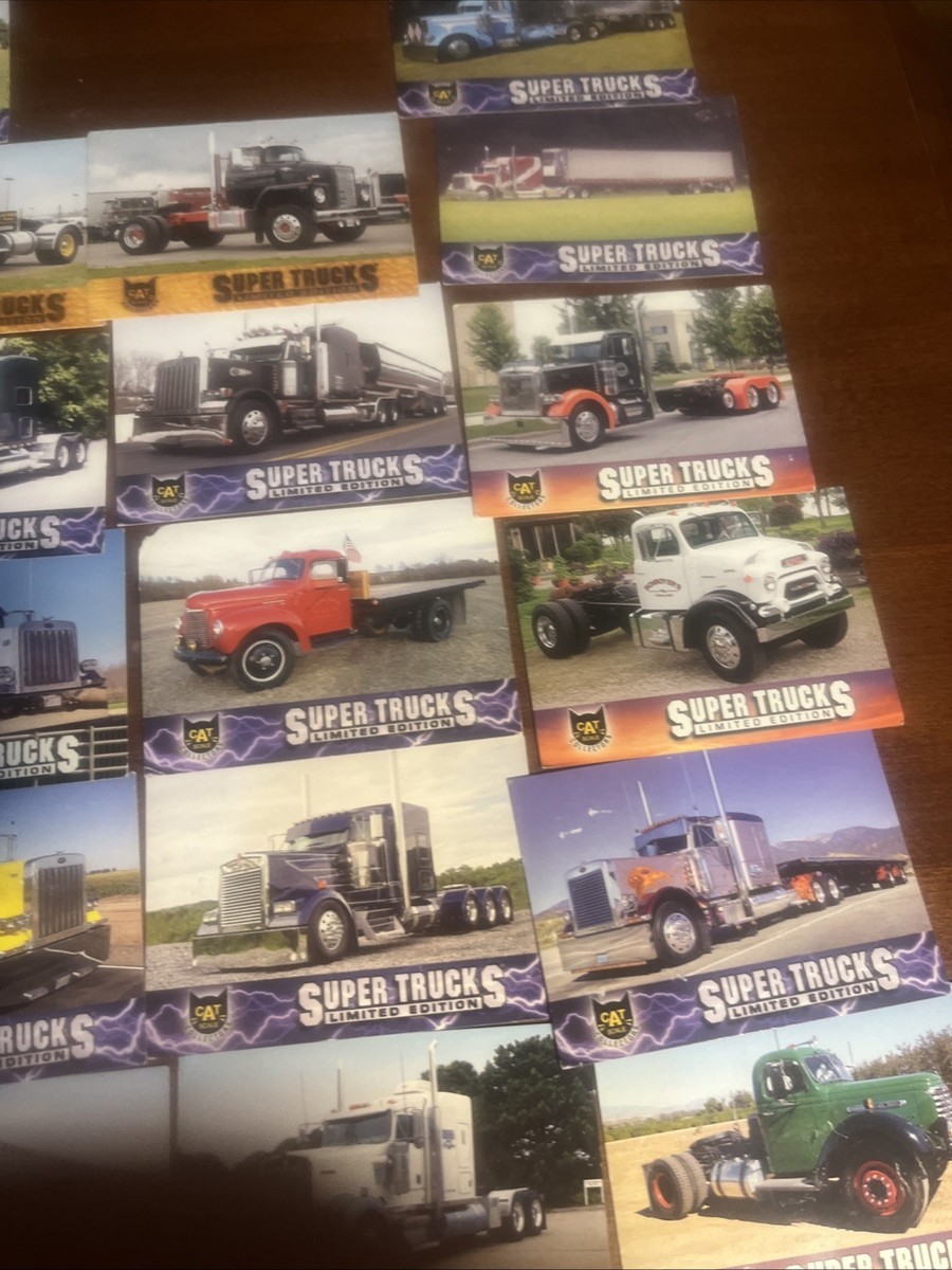super trucks limited edition cards value CAT Scale Super Trucks Limited Edition Collector Trading Cards Lot of 74