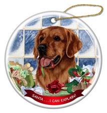 Red Golden Retriever Dog Porcelain Ornament Pet Gift Santa I Can Explain 