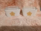 2- Butterfly Gold Vintage Pyrex 1.5 Cup Refrigerator Dishes and Lids