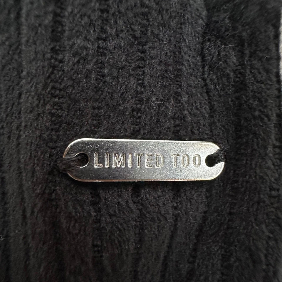 Limited Too Girls Ribbed Pants Size 10 Black White Stripe Wide Leg Velour - Image 3 of 4