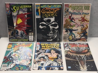 90s Comic Lot of 6 - Superman 75, Spawn 4, Wonder Woman 66, FF 374 - TLC