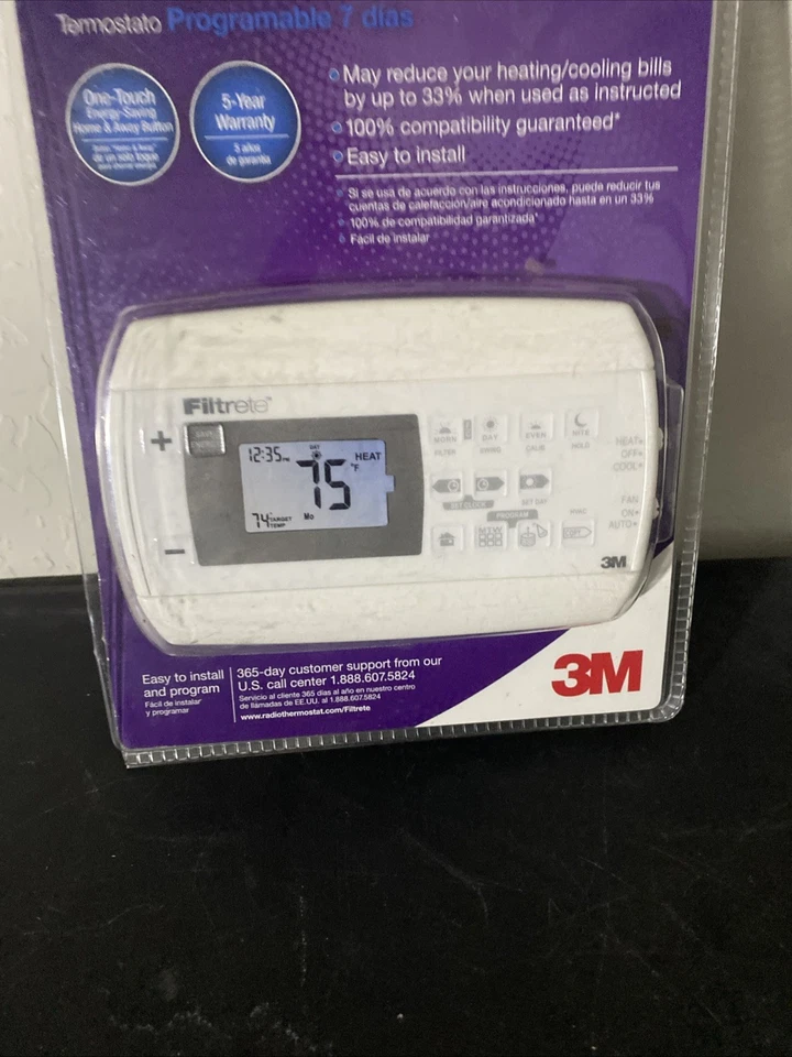 Filtrete Model 3M22 Thermostat 7-Day Programmable Thermostat Energy Saver OB New - Image 2 of 4