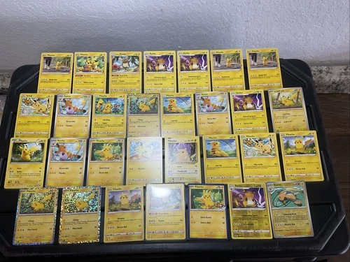 (30) Pikachu CARDS LOT VTG HOLO Raichu Stamped Red Cheeks Battle Blue Border