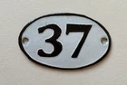 Vintage Enamel Porcelain Locker Number 37 Door Sign