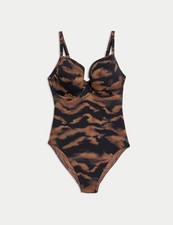 Marks & Spencer Womens Swimsuit in Dark Brown Mix - M&S