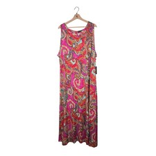 Vince Camuto Paisley Maxi Dress Womens 3X NWT Pink Boho Sleeveless