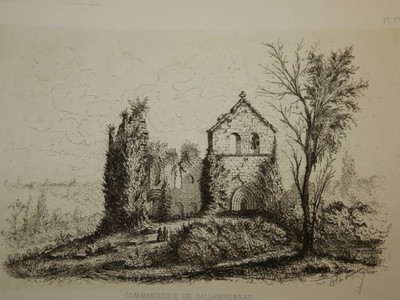 Baron de MARQUESSAC ENGRAVING 19TH SALLEBRUNEAU GIRONDE COMMANDERIE TEMPLIERS...