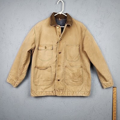 Vintage 80s Carhartt Chore Jacket Mens Large L Tan Blanket Lined