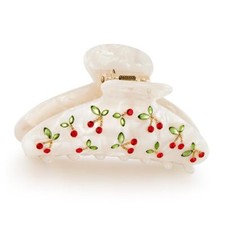 Acrylic Hair Clips Claws with Rhinestone Red Cherry for Women Thick Hair