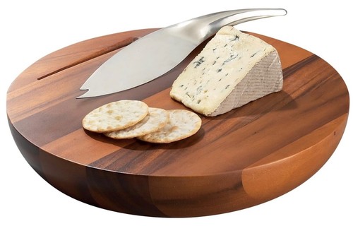 NAMBE Harmony Artisan ACACIA WOOD CHEESE BOARD w/ STAINLESS STEEL KNIFE SET-NEW! - Picture 6 of 12