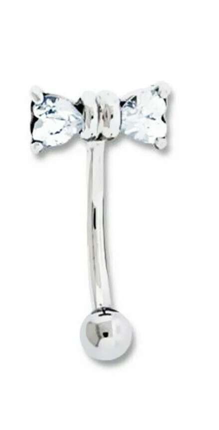 16 克 5/16 英寸可爱宝石蝴蝶结弯曲杠铃曲线眉耳 Daith Rook 戒指 1 件 — 第 3/4 张图片